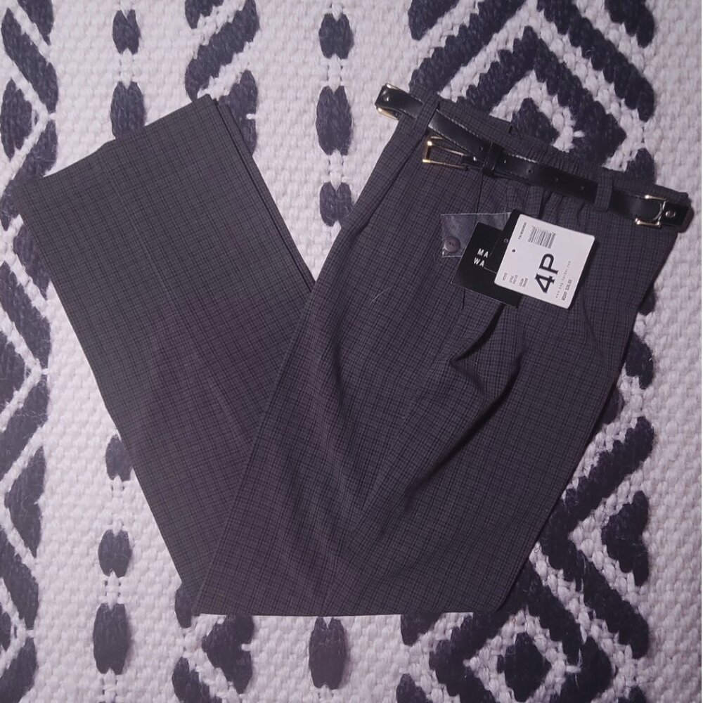Sag Harbor Micro Plaid Pants with Belt NWT